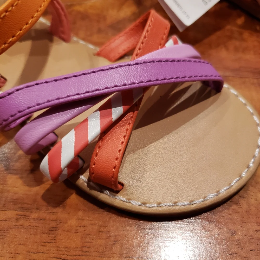 Gymboree NWT baby girl size 6 orange and purple strappy sandals - Picture 3 of 4